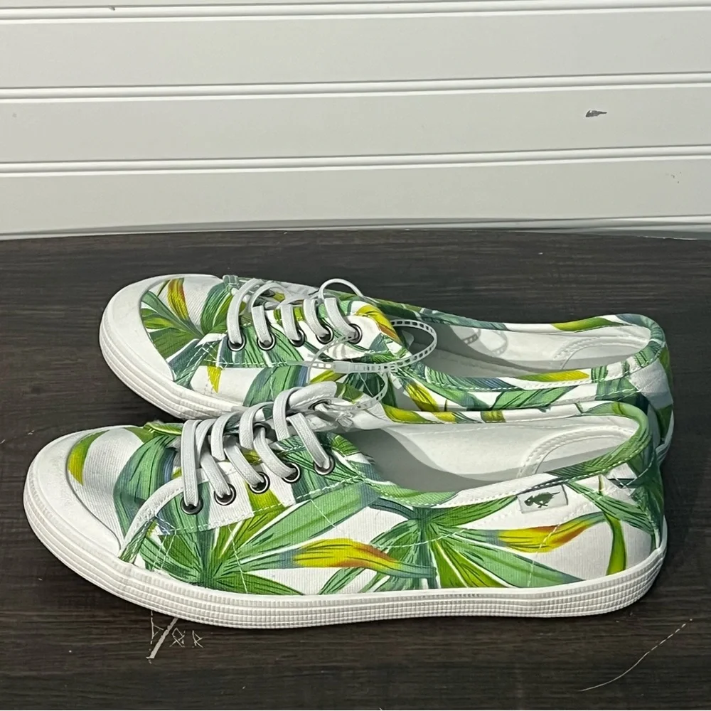 NWOT Rocket Dog Jazzin Green/White Palm Print Cotton Sneakers Size 11 - Picture 7 of 10